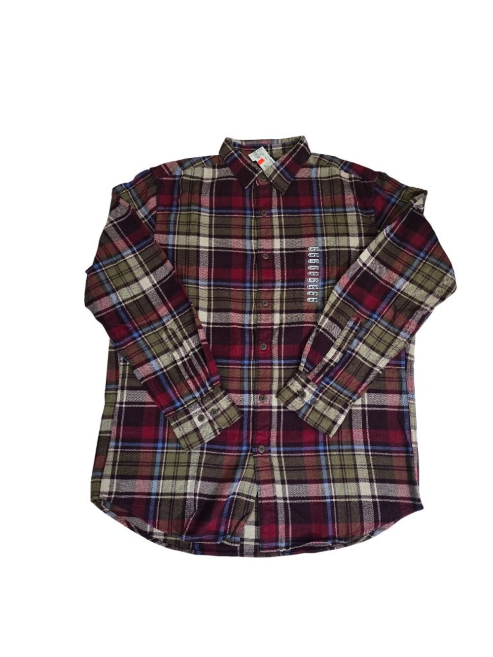 Izod Mens Burgundy Plaid Long-Sleeve Woven Button-Up Shirt - Size Large